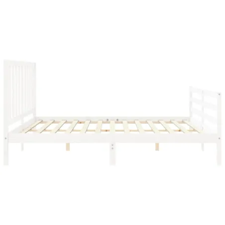 Cadre de lit sans matelas blanc 200x200 cm bois massif de pin