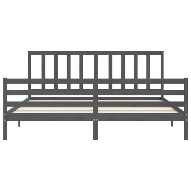 Cadre de lit sans matelas gris 200x200 cm bois massif de pin