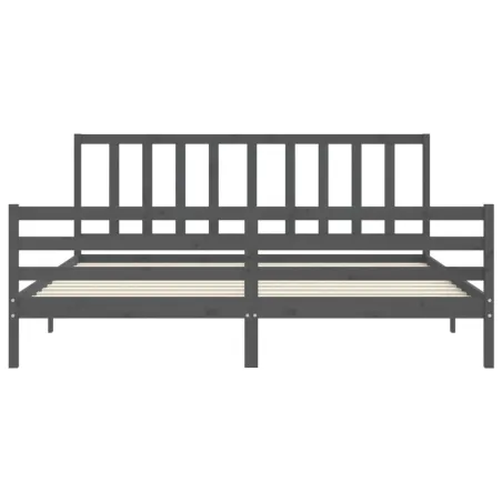 Cadre de lit sans matelas gris 200x200 cm bois massif de pin
