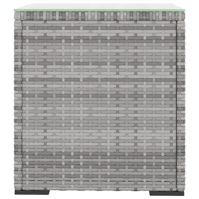 Table d'appoint gris 40x37x40,5 cm poly rotin et verre trempé