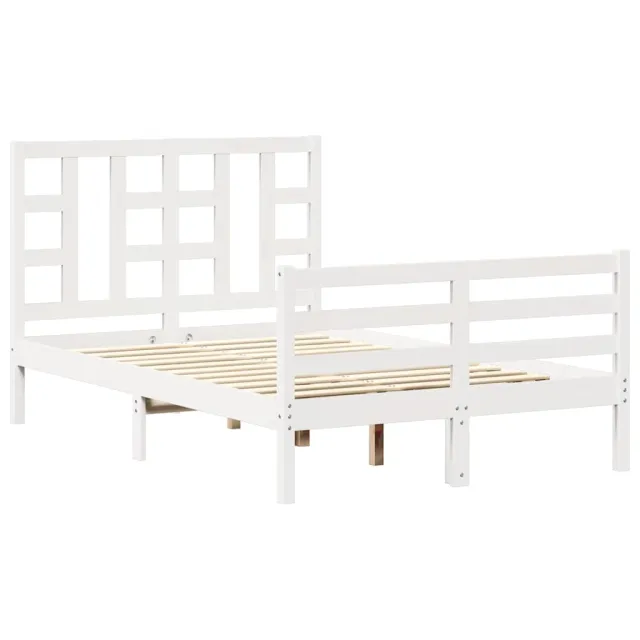 Cadre de lit sans matelas blanc bois de pin massif