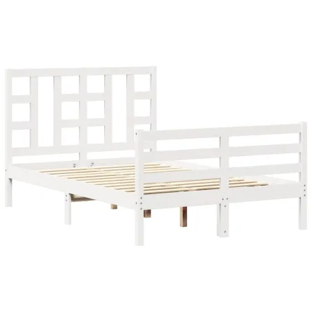 Cadre de lit sans matelas blanc bois de pin massif