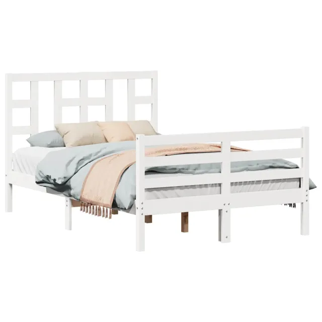 Cadre de lit sans matelas blanc bois de pin massif
