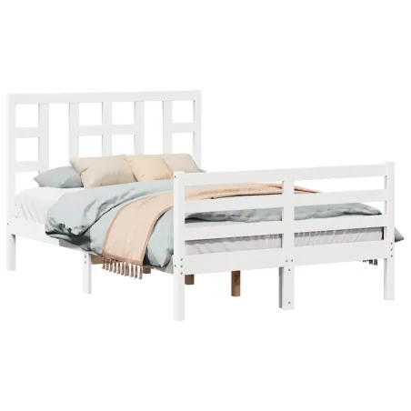Cadre de lit sans matelas blanc bois de pin massif