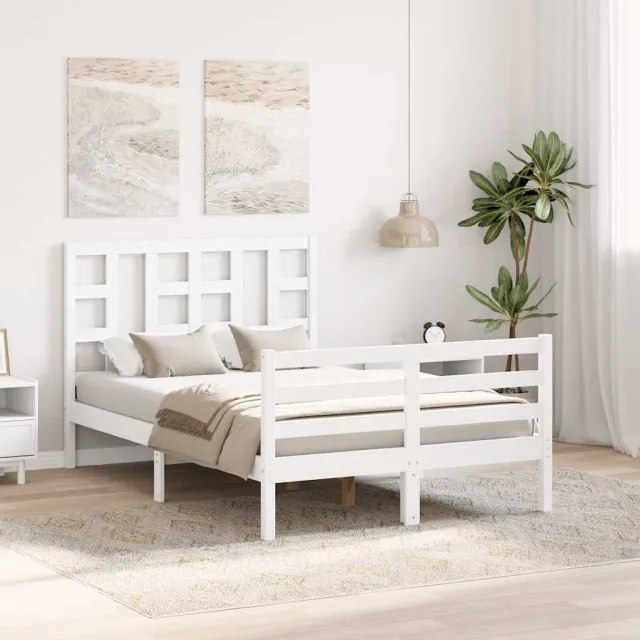 Cadre de lit sans matelas blanc bois de pin massif