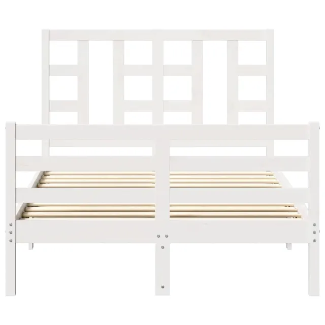 Cadre de lit sans matelas blanc bois de pin massif