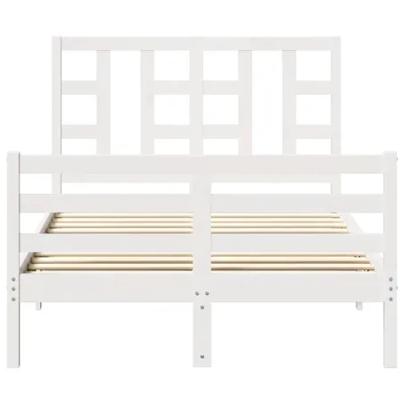 Cadre de lit sans matelas blanc bois de pin massif