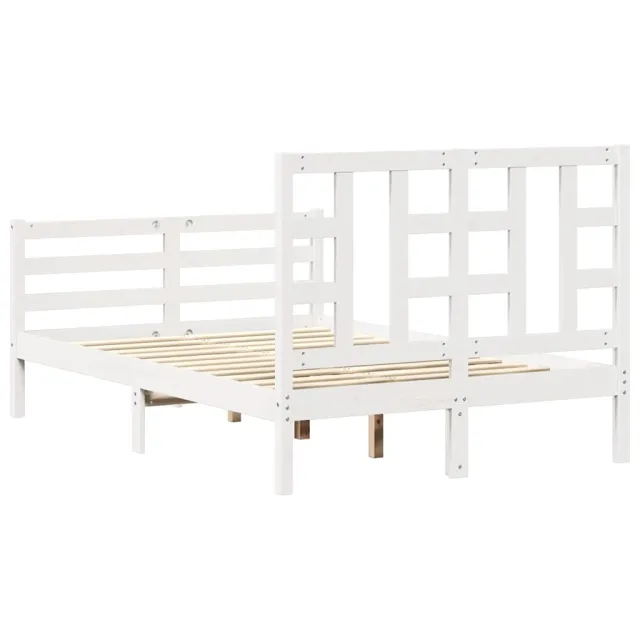 Cadre de lit sans matelas blanc bois de pin massif