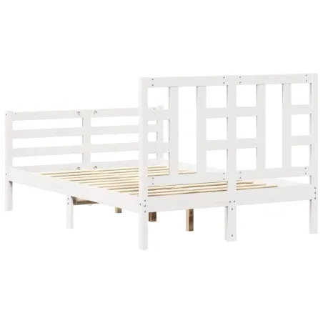 Cadre de lit sans matelas blanc bois de pin massif