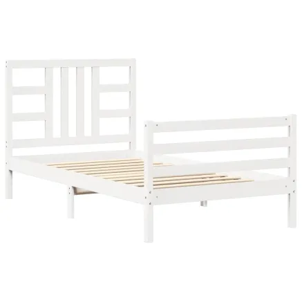 Cadre de lit sans matelas blanc 100x200 cm bois de pin massif 2