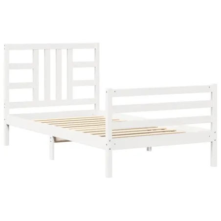 Cadre de lit sans matelas blanc 100x200 cm bois de pin massif