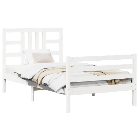Cadre de lit sans matelas blanc 100x200 cm bois de pin massif