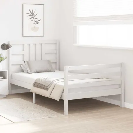 Cadre de lit sans matelas blanc 100x200 cm bois de pin massif
