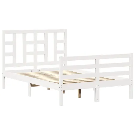 Cadre de lit sans matelas blanc 120x200 cm bois massif