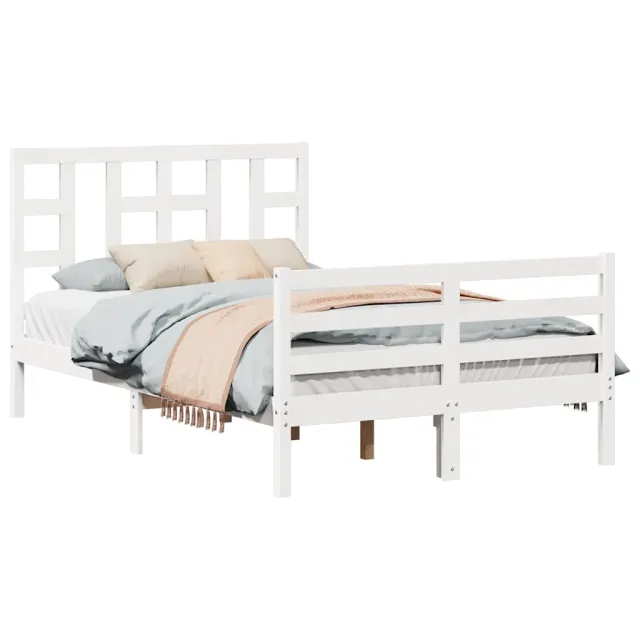 Cadre de lit sans matelas blanc 120x200 cm bois massif
