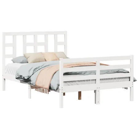 Cadre de lit sans matelas blanc 120x200 cm bois massif