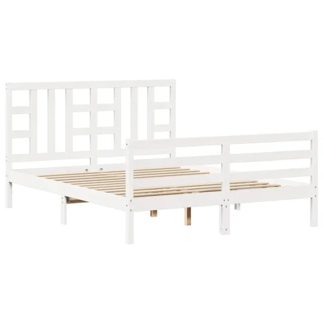Cadre de lit sans matelas blanc bois de pin massif