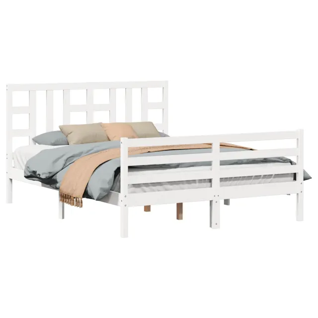 Cadre de lit sans matelas blanc bois de pin massif