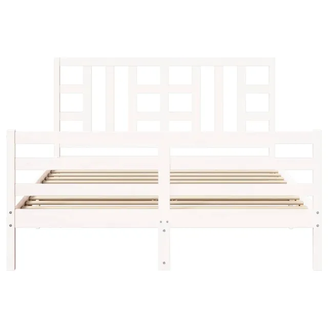 Cadre de lit sans matelas blanc bois de pin massif