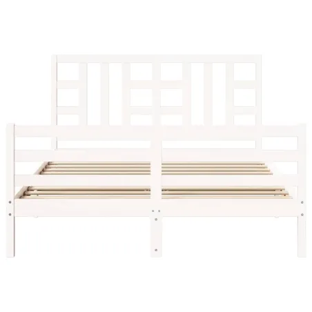 Cadre de lit sans matelas blanc bois de pin massif