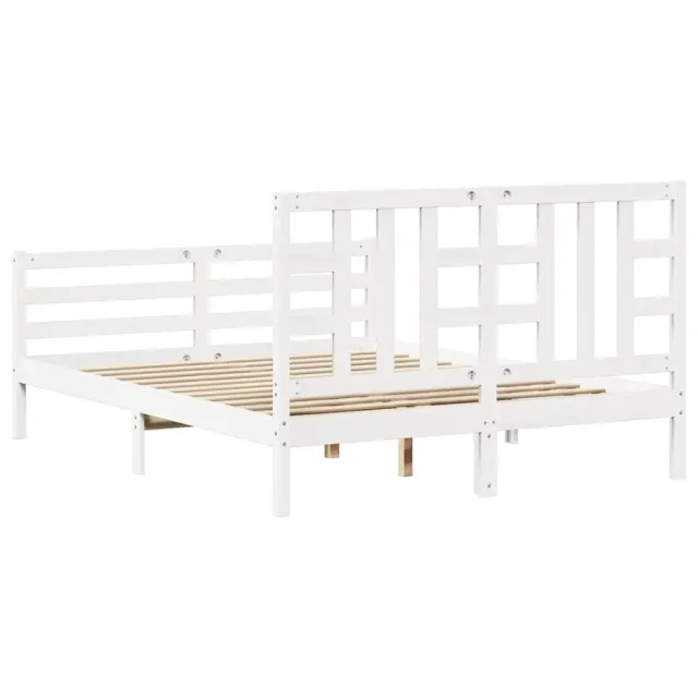 Cadre de lit sans matelas blanc bois de pin massif
