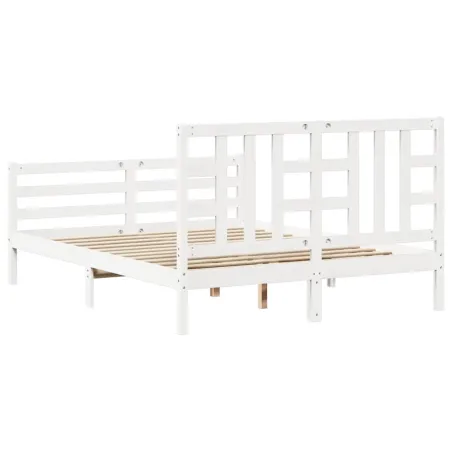 Cadre de lit sans matelas blanc bois de pin massif