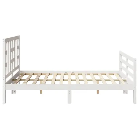 Cadre de lit sans matelas blanc bois de pin massif
