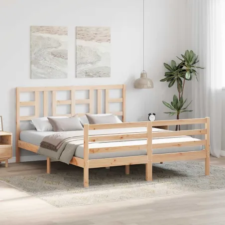 Cadre de lit sans matelas 160x200 cm bois massif