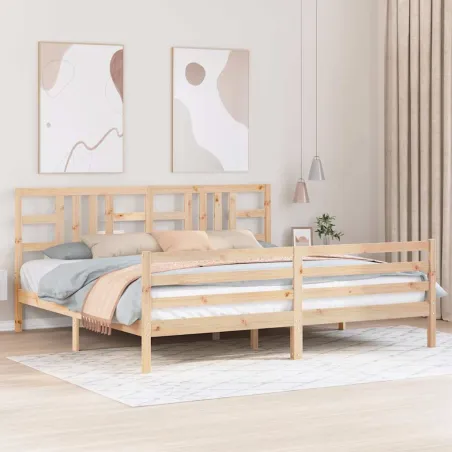 Cadre de lit sans matelas 200x200 cm bois massif