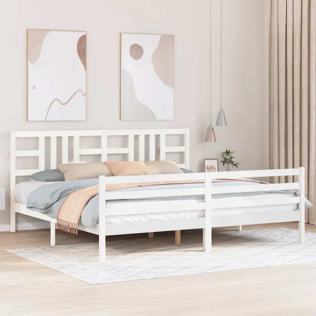 Cadre de lit sans matelas blanc 200x200 cm bois massif