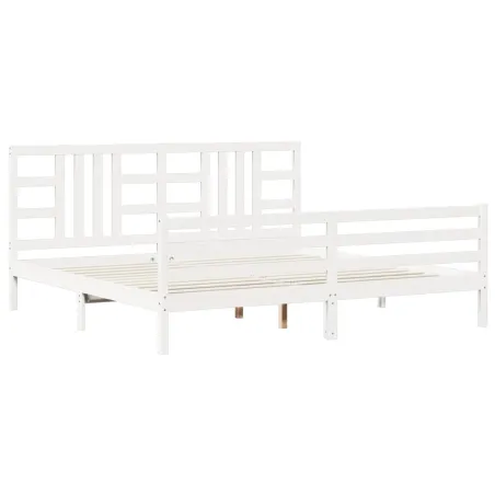 Cadre de lit sans matelas blanc 200x200 cm bois massif