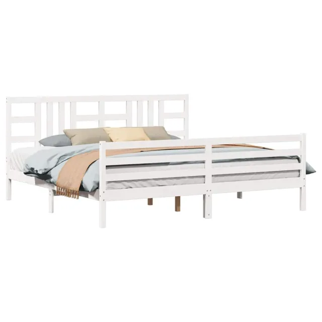 Cadre de lit sans matelas blanc 200x200 cm bois massif