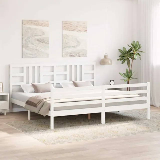 Cadre de lit sans matelas blanc 200x200 cm bois massif
