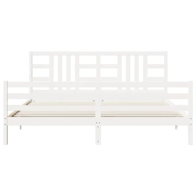 Cadre de lit sans matelas blanc 200x200 cm bois massif