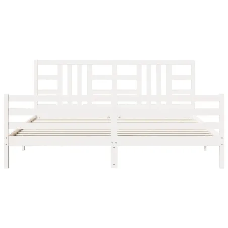 Cadre de lit sans matelas blanc 200x200 cm bois massif
