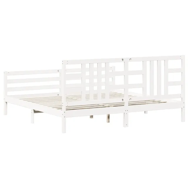 Cadre de lit sans matelas blanc 200x200 cm bois massif