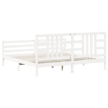 Cadre de lit sans matelas blanc 200x200 cm bois massif