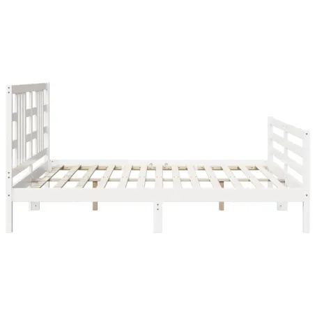 Cadre de lit sans matelas blanc 200x200 cm bois massif