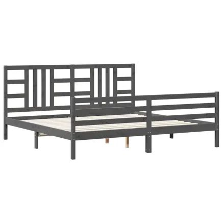 Cadre de lit sans matelas gris 200x200 cm bois massif 2