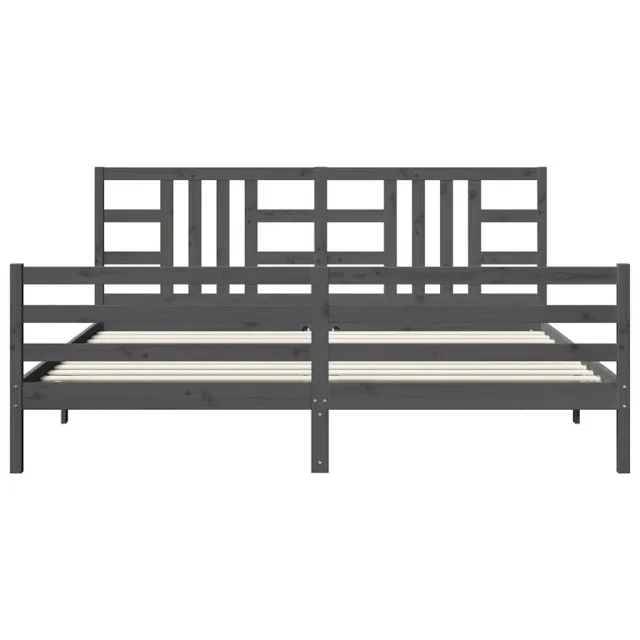 Cadre de lit sans matelas gris 200x200 cm bois massif