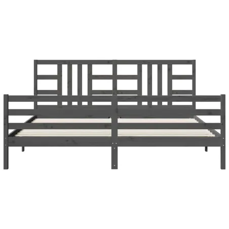 Cadre de lit sans matelas gris 200x200 cm bois massif