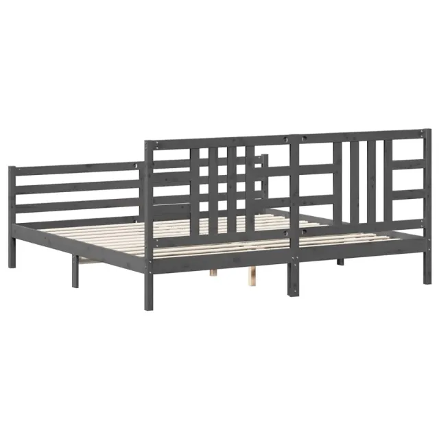 Cadre de lit sans matelas gris 200x200 cm bois massif