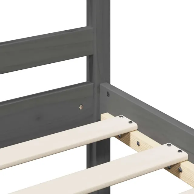 Cadre de lit sans matelas gris 200x200 cm bois massif