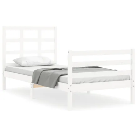 Cadre de lit sans matelas blanc 100x200 cm bois massif 2