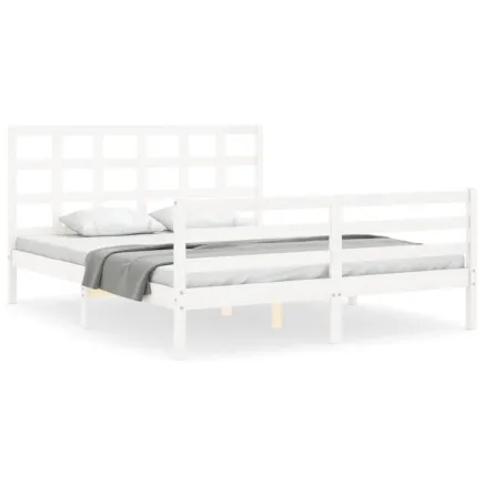 Cadre de lit sans matelas blanc bois de pin massif 2