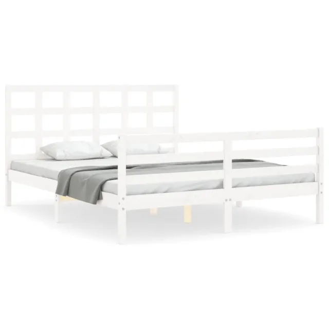 Cadre de lit sans matelas blanc bois de pin massif