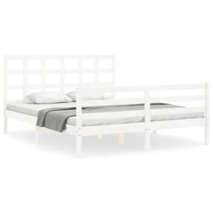 Cadre de lit sans matelas blanc 160x200 cm bois massif 2