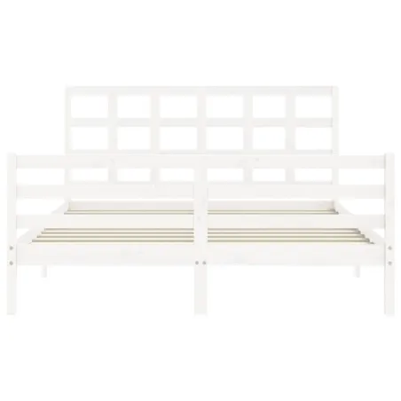 Cadre de lit sans matelas blanc 160x200 cm bois massif