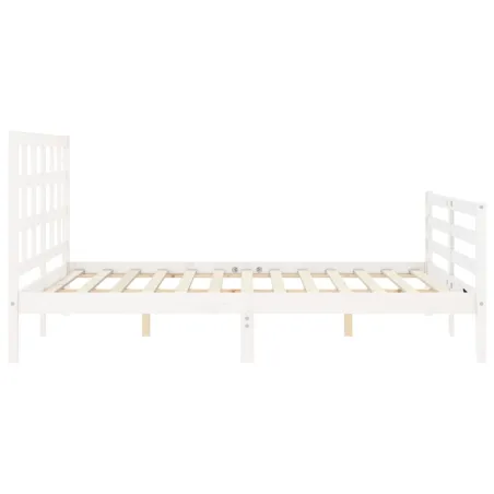 Cadre de lit sans matelas blanc 160x200 cm bois massif