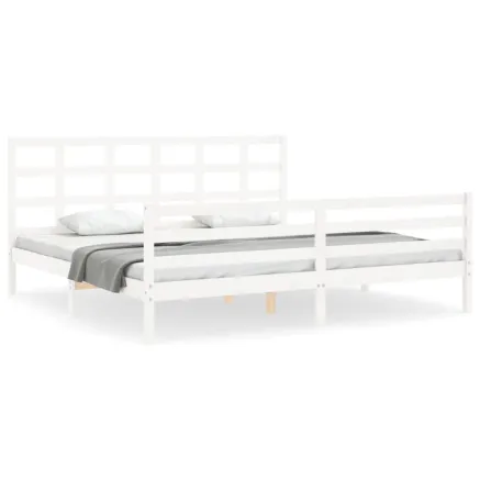 Cadre de lit sans matelas blanc 200x200 cm bois massif 2